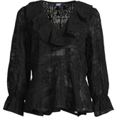 Women's Plus Size Feminine Ruffle Chiffon V Neck Blouse