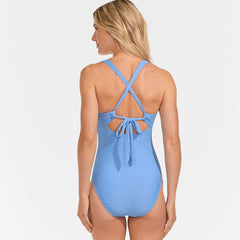 Women's Ribbed Knot Front One Piece Swimsuit