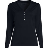 Women's Plus Supima Jersey Long Sleeve Button Henley