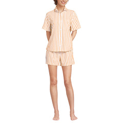 Women's Poplin 2 Piece Pajama Set - Short Sleeve Shirt and Shorts