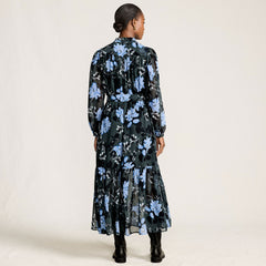 Women's Chiffon Tiered Long Sleeve Maxi Dress
