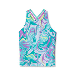 Girls Chlorine Resistant Strappy X-Back Tankini Top