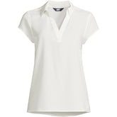 Women's Petite Short Sleeve Split Neck Crepe Blouse
