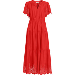 Women's Tiered Cotton Poplin Eyelet Maxi Dress