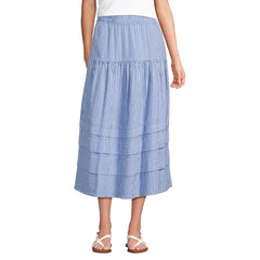 Women's Seersucker Pull On Midi Skirt