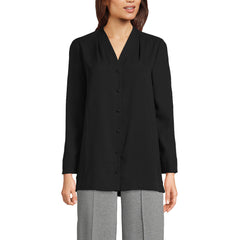 Women's Long Sleeve Vneck Crepe Tunic