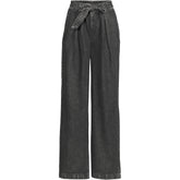 Women's Plus Size High Ridge Twill Pull On Pleated Wide Leg Pants