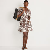 Women's Linen Above the Knee Puff Sleeve Dress