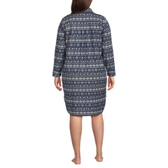 Women's Plus Size Flannel Long Sleeve Sleepshirt Nightgown