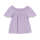 Girls Short Sleeve Smock Flutter Top