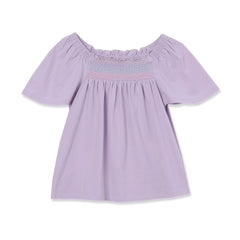 Girls Short Sleeve Smock Flutter Top