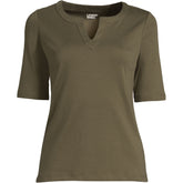 Women's Plus Size Cotton Polyester Modern Half Sleeve Splitneck