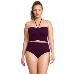 Womens Plus Size Ruched Halter Midkini Top