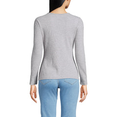 Women's Lightweight Waffle Long Sleeve Notch Neck T-Shirt