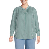 Women's Plus Size Banded Collar Button Front Shirt