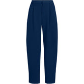 Women's Crepe High Rise Pleated Barrel Leg Ankle Pants