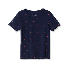 Girls Short Sleeve Ribbed Knit Tee