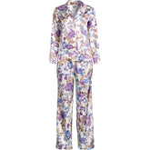 Women's Plus Size Satin 2 Piece Pajama Set - Long Sleeve Top and Wide Leg Pants