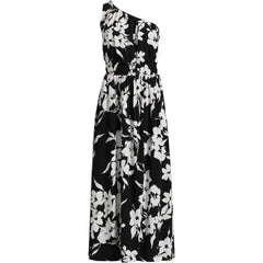 Women's One Shoulder Crepe Midi Dress