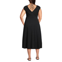 Women's Plus Size Cotton Modal Off the Shoulder Wrap Midi Dress
