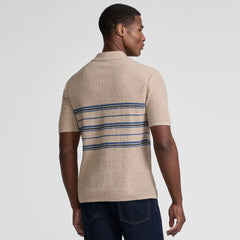 Men's Short Sleeve Texture Stitch Sweater Polo