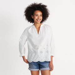 Women's Eyelet Split Neck Shirt