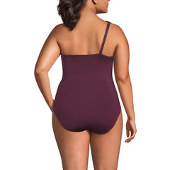 Women's Plus Size Shirred One Shoulder One Piece Swimsuit