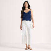 Women's Petite Denim High Rise Wide Leg Crop Jeans