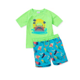 Toddlers Chlorine Resistant Short Sleeve Rashguard Swim Set