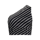 Women's D-Cup Ruched One Shoulder Midkini Top