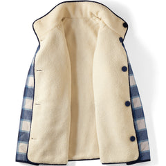 Women's Plus Size Sherpa Fleece Reversible Mixed Media Long Jacket