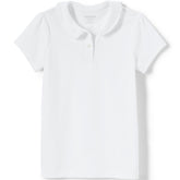 Girls Short Sleeve Ruffled Peter Pan Collar Knit Shirt
