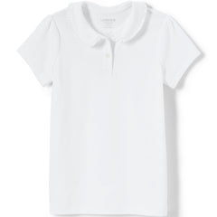 Girls Short Sleeve Ruffled Peter Pan Collar Knit Shirt