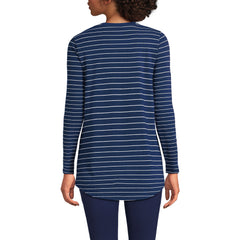 Women's Petite Long Sleeve Power Performance Scoop Neck Curved Hem Tunic Tee