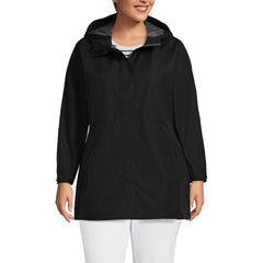 Women's Plus Waterproof Hooded Packable Rain Jacket