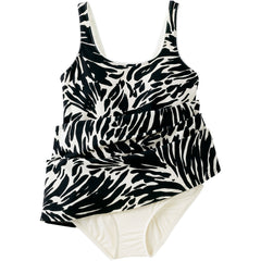 Women's Long Torso Scoop Neck Mini Swim Dress Swimsuit