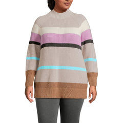 Women's Plus Size Drifter Shaker Easy Fit Mock Neck Tunic Sweater