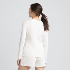 Women's Cozy Brushed Rib 2 Piece Pajama Set - Long Sleeve Top and Shorts