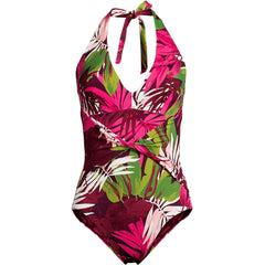 Women's Sculpting Suit Plunge Halter High Leg One Piece Swimsuit