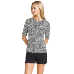 Women's Long Torso SunShade UPF 50 Elbow Sleeve Rash Guard Swim Tee