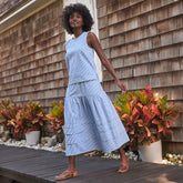 Women's Petite Seersucker Pull On Midi Skirt