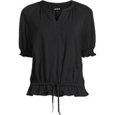 Women's Elbow Sleeve Lightweight Jersey Gathered Adjustable Hem Blouse