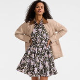 Women's Poplin Button Front Dress with Godets