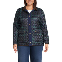 Women's Plus Size Print Reversible Barn Quilted Insulated Jacket