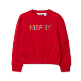 Girls Puff Shoulder Crew Neck Sweatshirt