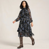 Women's Crinkle Chiffon Ruffle Dress