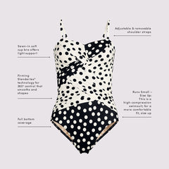 Women's Long Torso SlenderSuit Wrap Bandeau One Piece Swimsuit