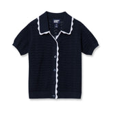 Girls Short Sleeve Collared Sweater