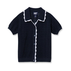 Girls Short Sleeve Collared Sweater