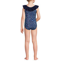 Girls Scoop Ruffle Neck One Piece Swimsuit